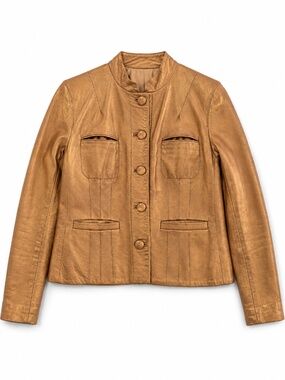 Bettina Rizzi faux leather jacket M brown/gold old money luxury contemporary